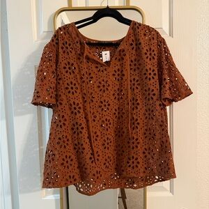 NWT Lane Bryant Rust Eyelet Blouse